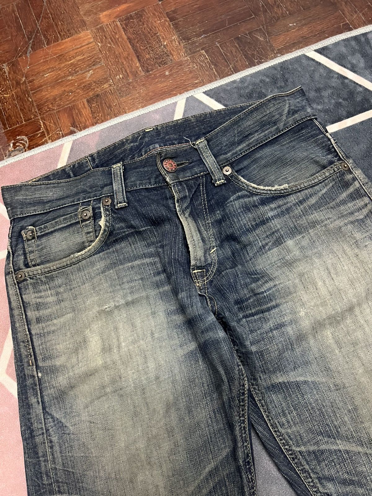 If Six Was Nine 💥Vintage Y2K Edwin Distressed Straight Cut Jeans Size US 34 / EU 50 - 5 Thumbnail