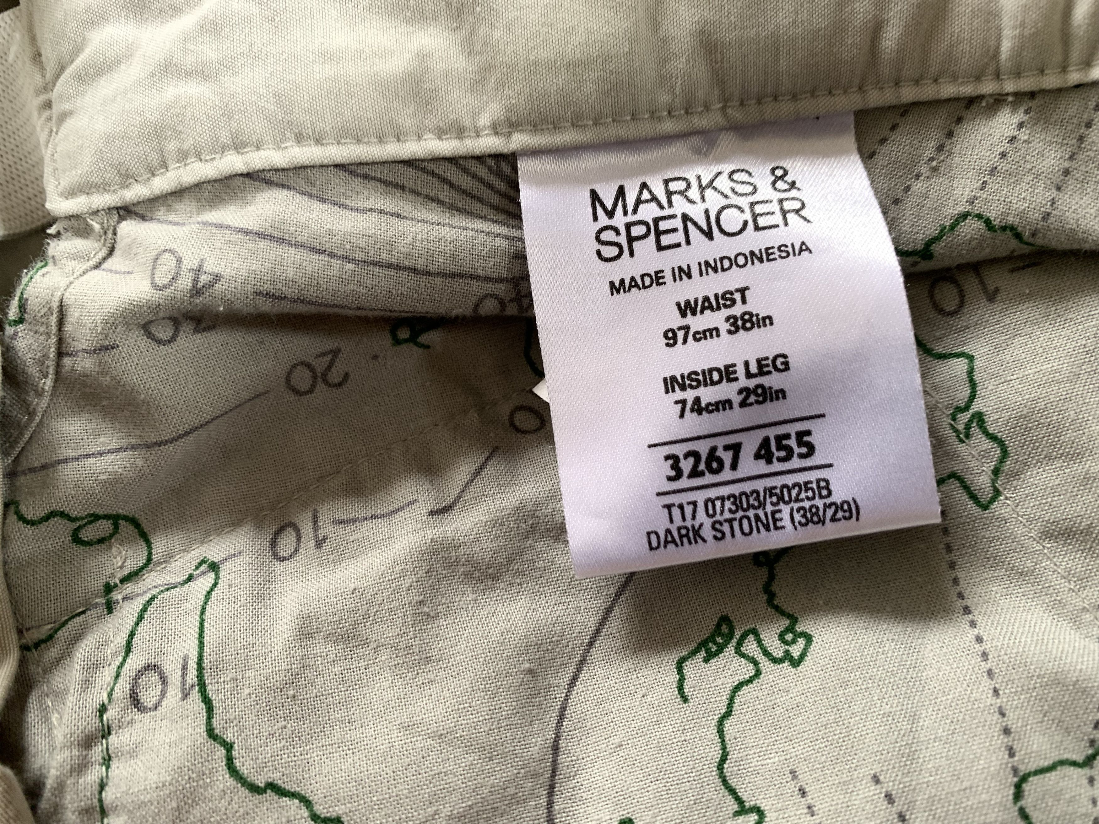 Marks & Spencer Mark&Spencer Active Waist Casual Khaki Cotton Pants Size US 38 / EU 54 - 7 Thumbnail