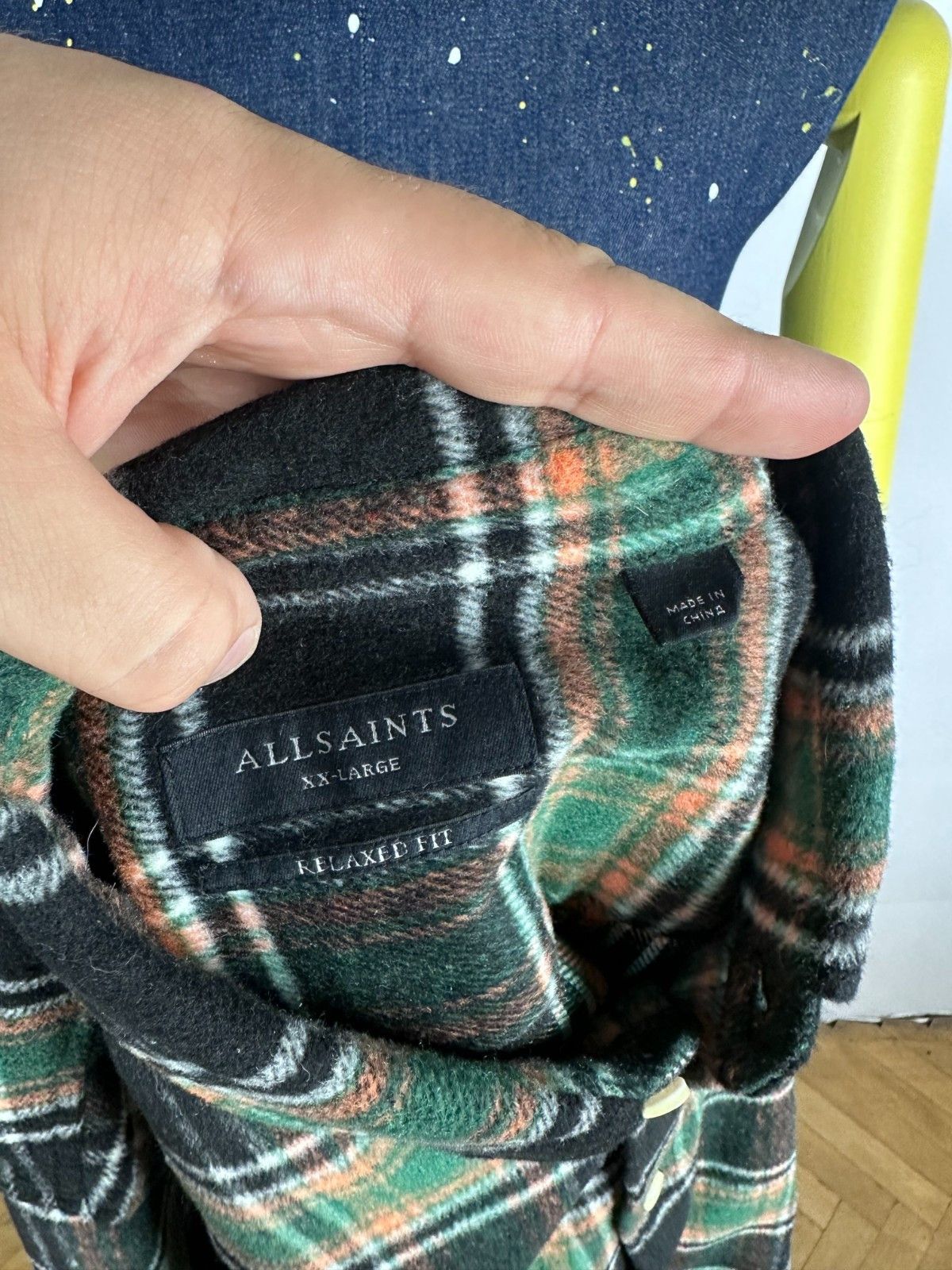 Allsaints AllsaInts Commune Checked Wool Shirt Green Black Size XXL Size US XXL / EU 58 / 5 - 7 Thumbnail