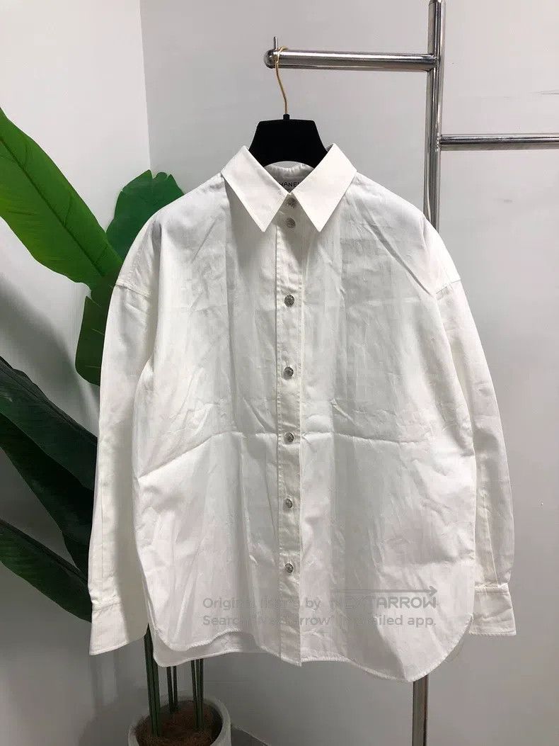 Chanel Chanel Solid colour single-breasted loose long-sleeved shi Size XXS / US 00 / IT 34 - 1 Thumbnail
