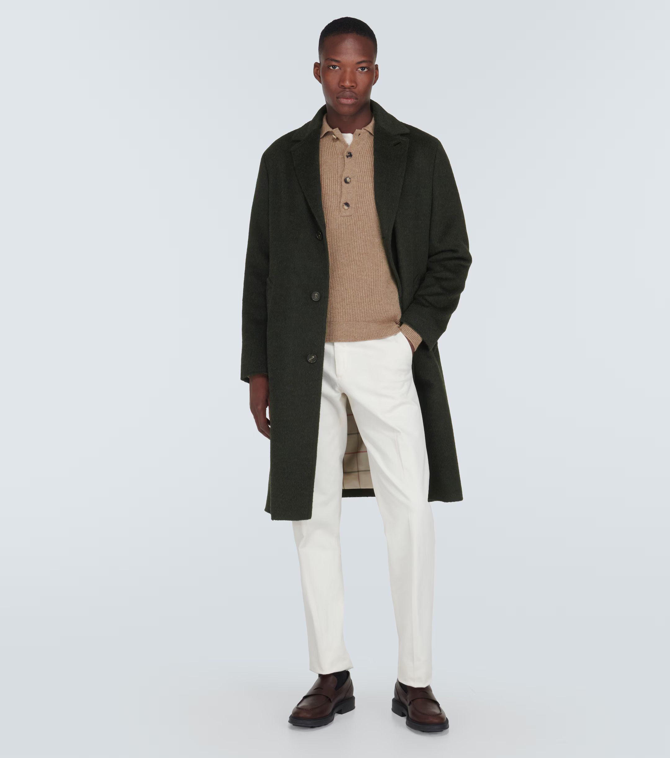 Loro Piana o1w1db10824 Gibson Cashmere Coat in Olive Green Size US M / EU 48-50 / 2 - 2 Thumbnail