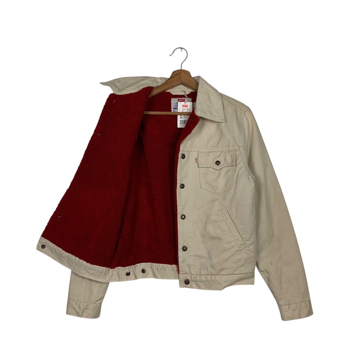 Levi's LEVIS Red Fleece Lined Beige Denim Jacket #1931-C84 Size M / US 6-8 / IT 42-44 - 9 Thumbnail