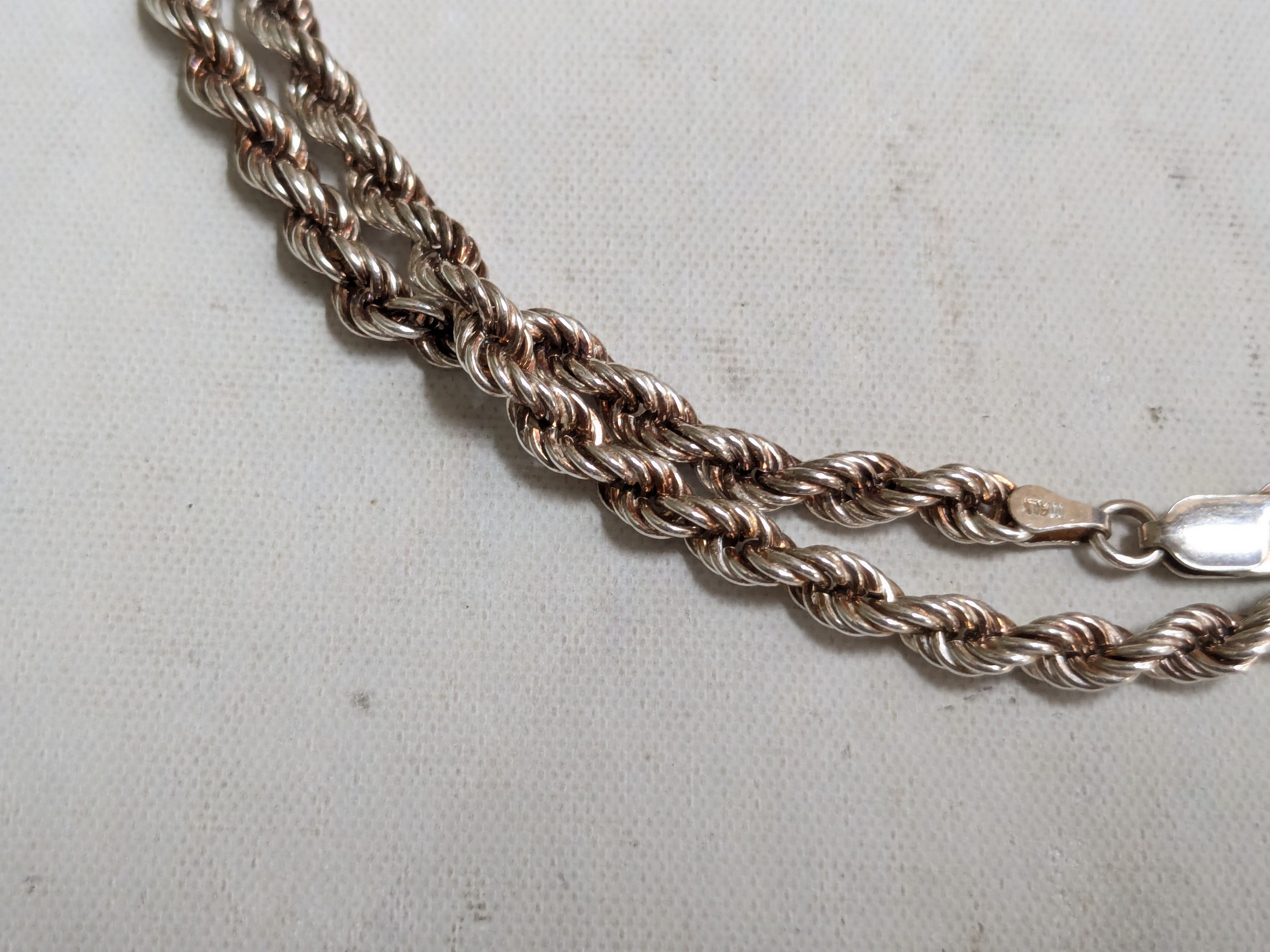 Jewelry Milor Sterling Silver Rope Necklace Twist 24" Size ONE SIZE - 4 Thumbnail
