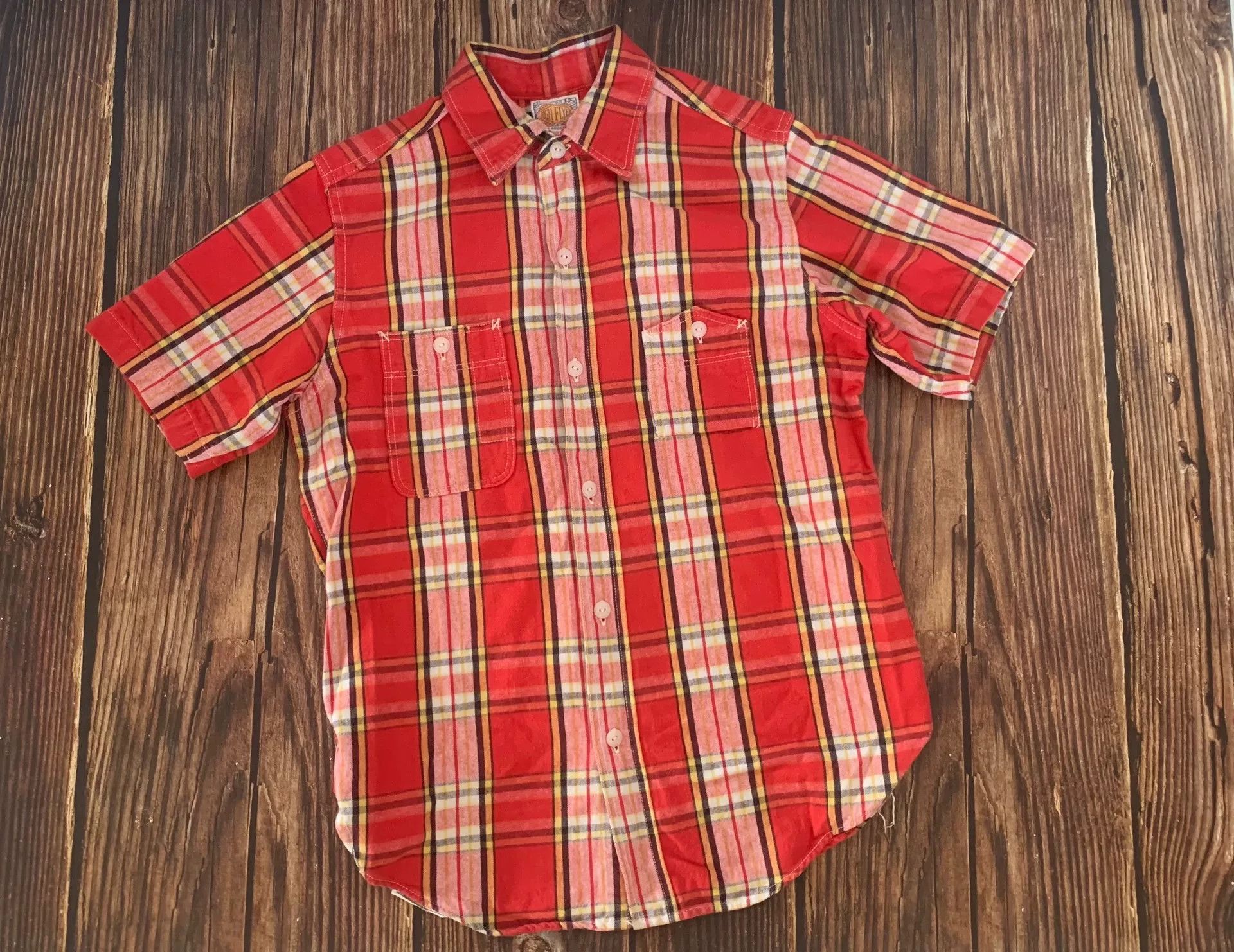 Freewheelers bright red plaid short sleeve shirt Size US L / EU 52-54 / 3 - 1 Thumbnail