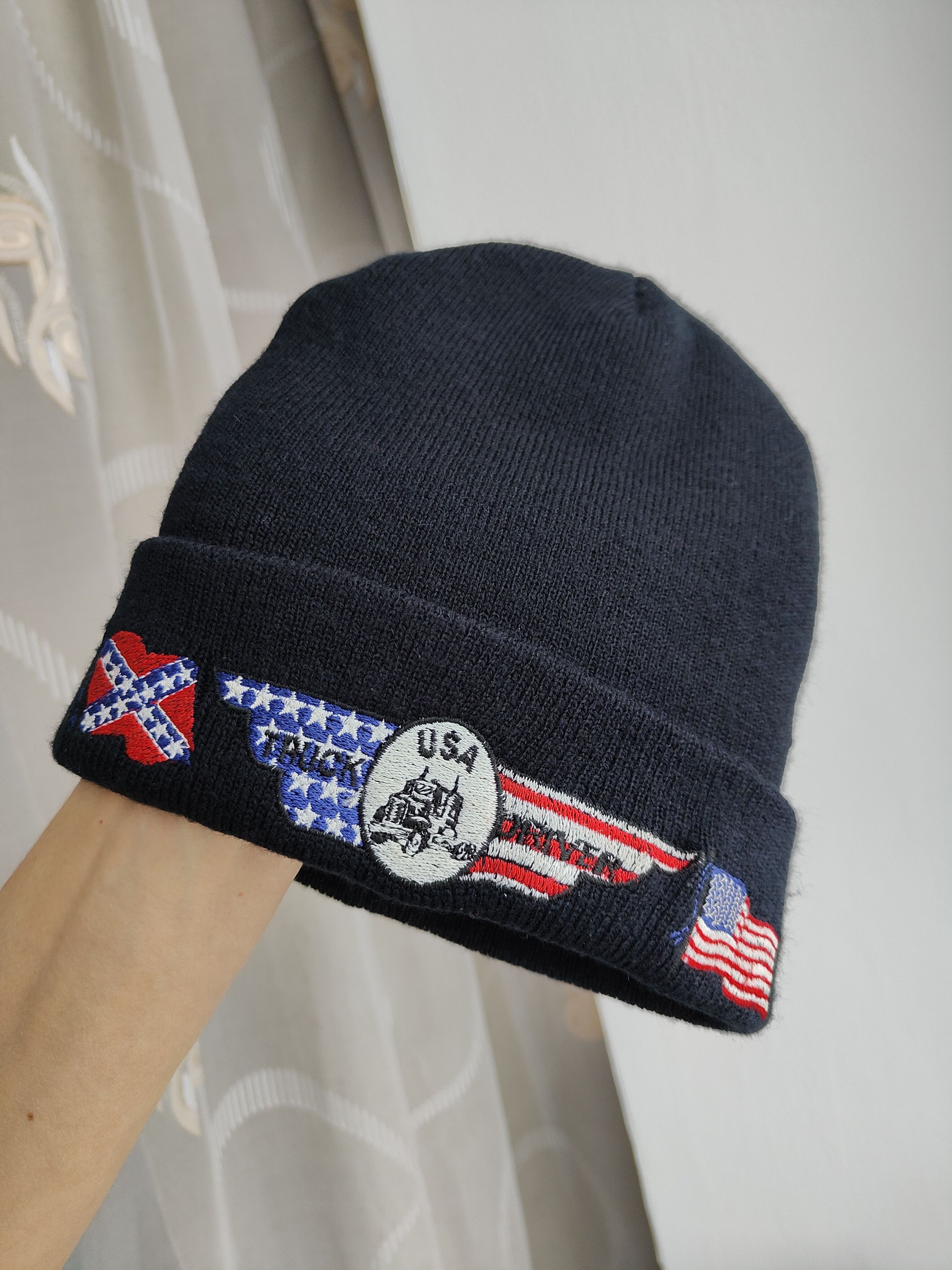 Vintage Vintage USA Truck Driver Beanie Hat Confederate Flag US Size ONE SIZE - 3 Thumbnail
