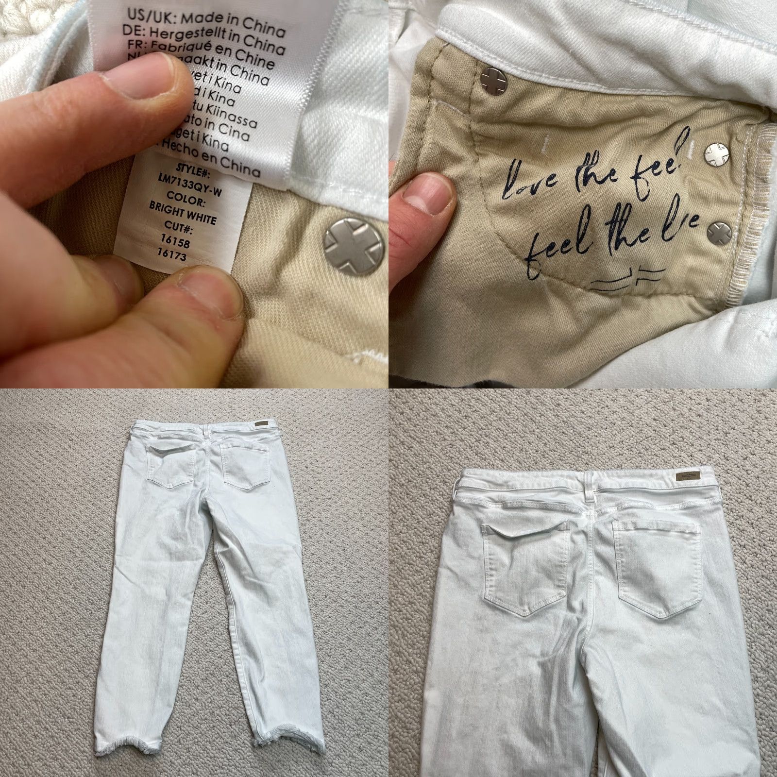 Vintage Liverpool Jeans Womens Jeans 14/32 White Skinny Mid Rise Stretch Fringes Bottoms Size 36" / US 14 / IT 50 - 9 Thumbnail