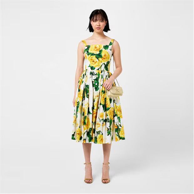 Dolce & Gabbana o1g2r1mq1024 Floral Print Midi Dresses in Multicolor Size S / US 4 / IT 40 - 3 Thumbnail