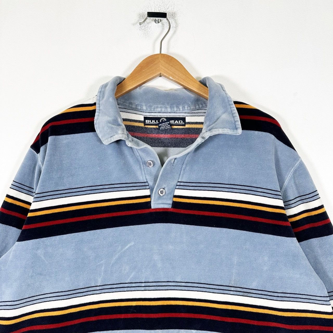 Vintage Vintage 00s Y2K Velour Striped Long Sleeve Rugby Shirt Size US L / EU 52-54 / 3 - 2 Thumbnail