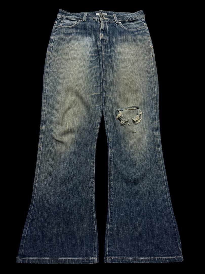 Japanese Brand INSANE 90s Japanese Theoria Bell Bottom Rusty Distress Hard Size US 30 / EU 46 - 2 Thumbnail