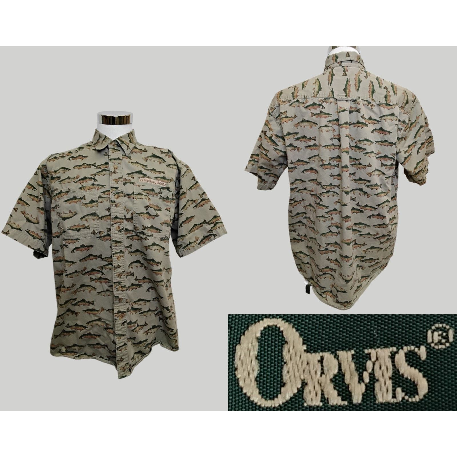 Orvis Orvis Short Sleeve Button Down Shirt Men's L Trout Print Size US L / EU 52-54 / 3 - 1 Thumbnail
