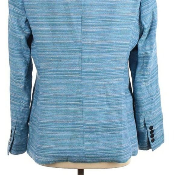 Vtg 80's Nicola Blue Striped Boyfriend Blazer Sz 12 Single B