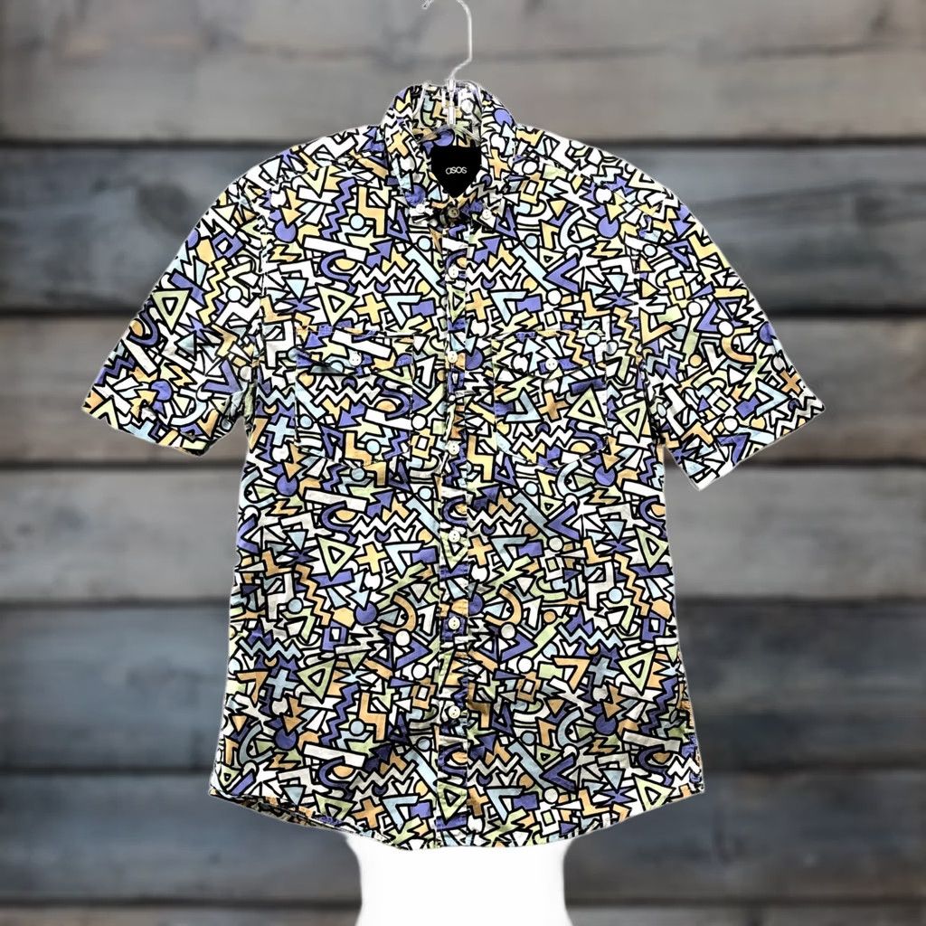 Asos ASOS Button Down Shirt Mens S Short Sleeve Retro Wacky Mixed Print Button-Up Col l ar Shirt Casual Vintage No Size US S / EU 44-46 / 1 - 1 Thumbnail