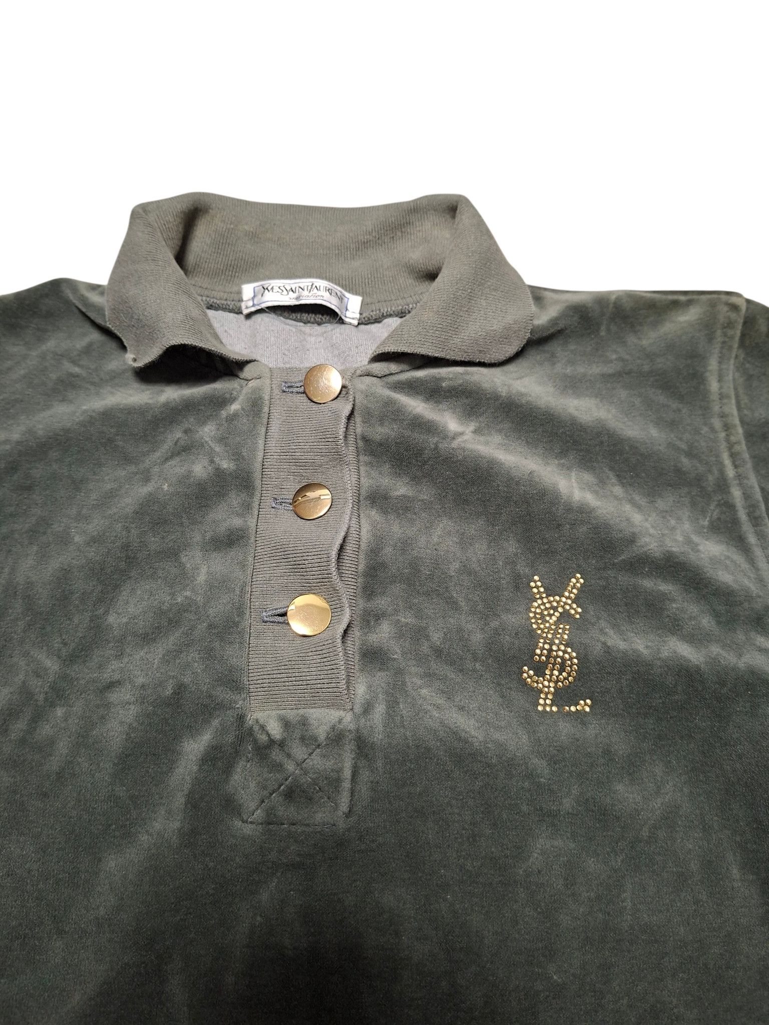 Yves Saint Laurent YSL YVES SAINT LAURENT VINTAGE LADY`S VELOUR 1/3 SWEATSHIRT Size M / US 6-8 / IT 42-44 - 2 Thumbnail