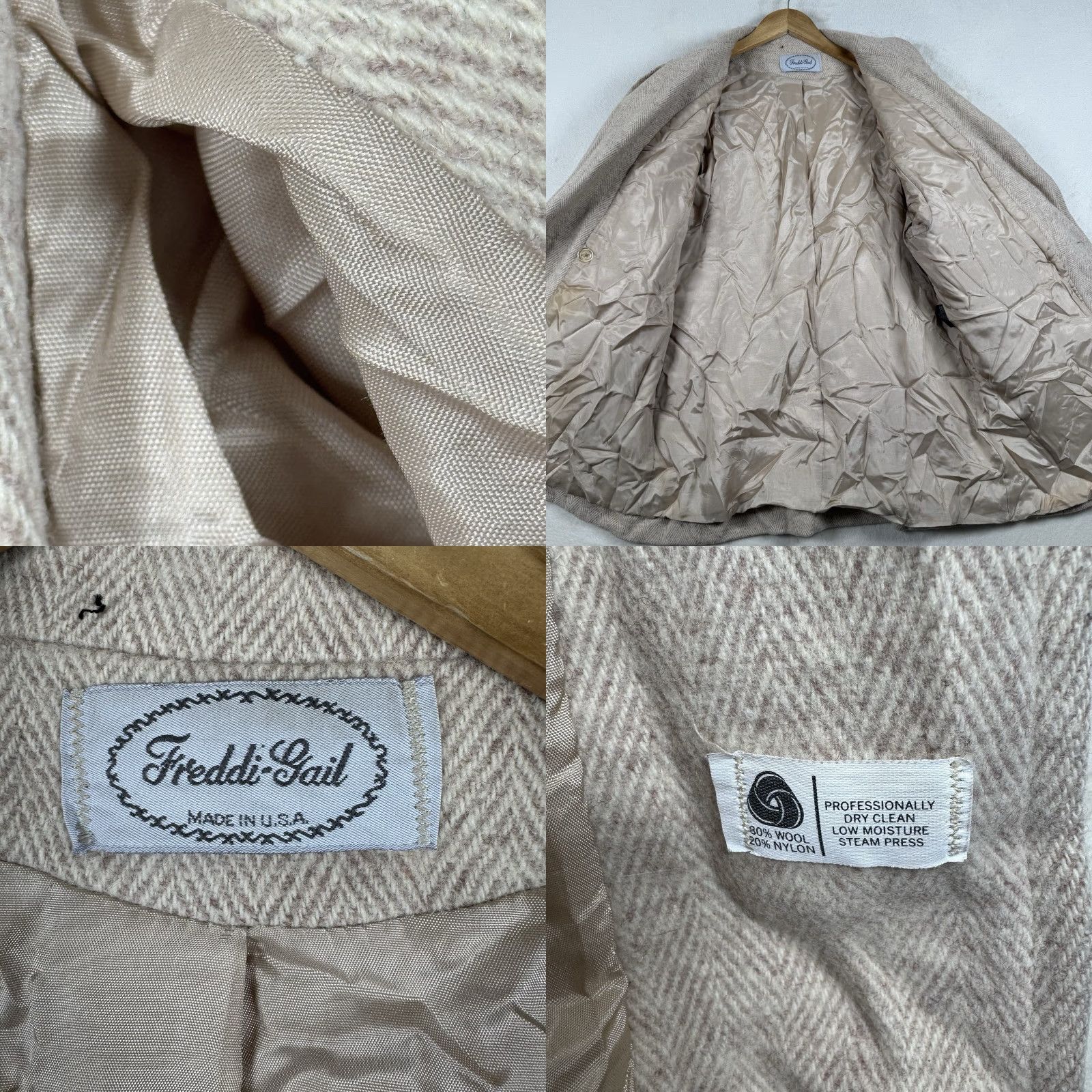 Vintage VINTAGE Freddi-Gail Wool Blend CREAM Double-Breasted Coat L Size L / US 10 / IT 46 - 8 Thumbnail