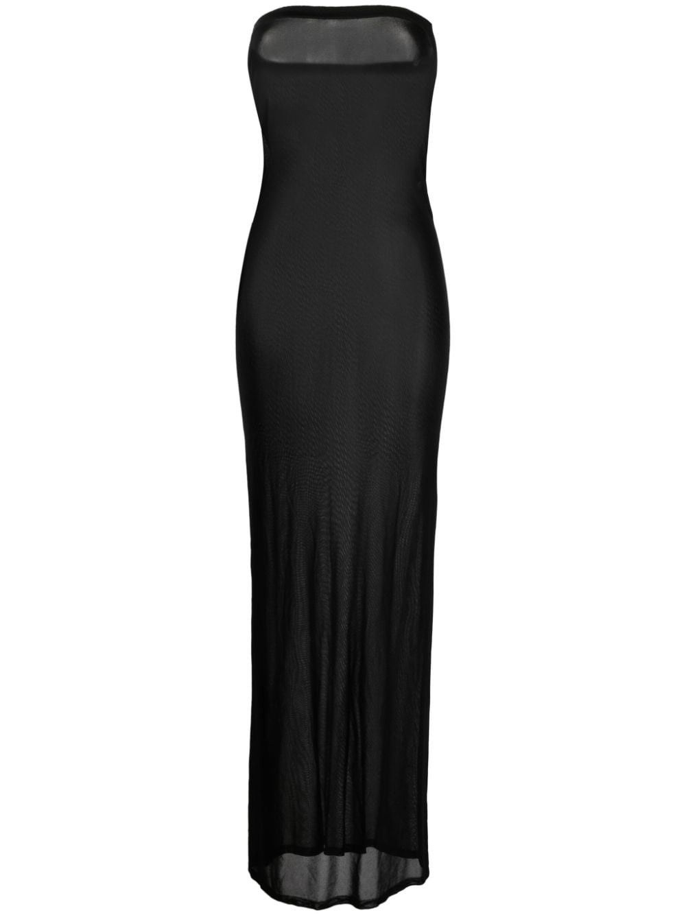 Saint Laurent Paris o1s1wg111124 Long Strapless Dress in Knit in Black Size L / US 10 / IT 46 - 1 Thumbnail