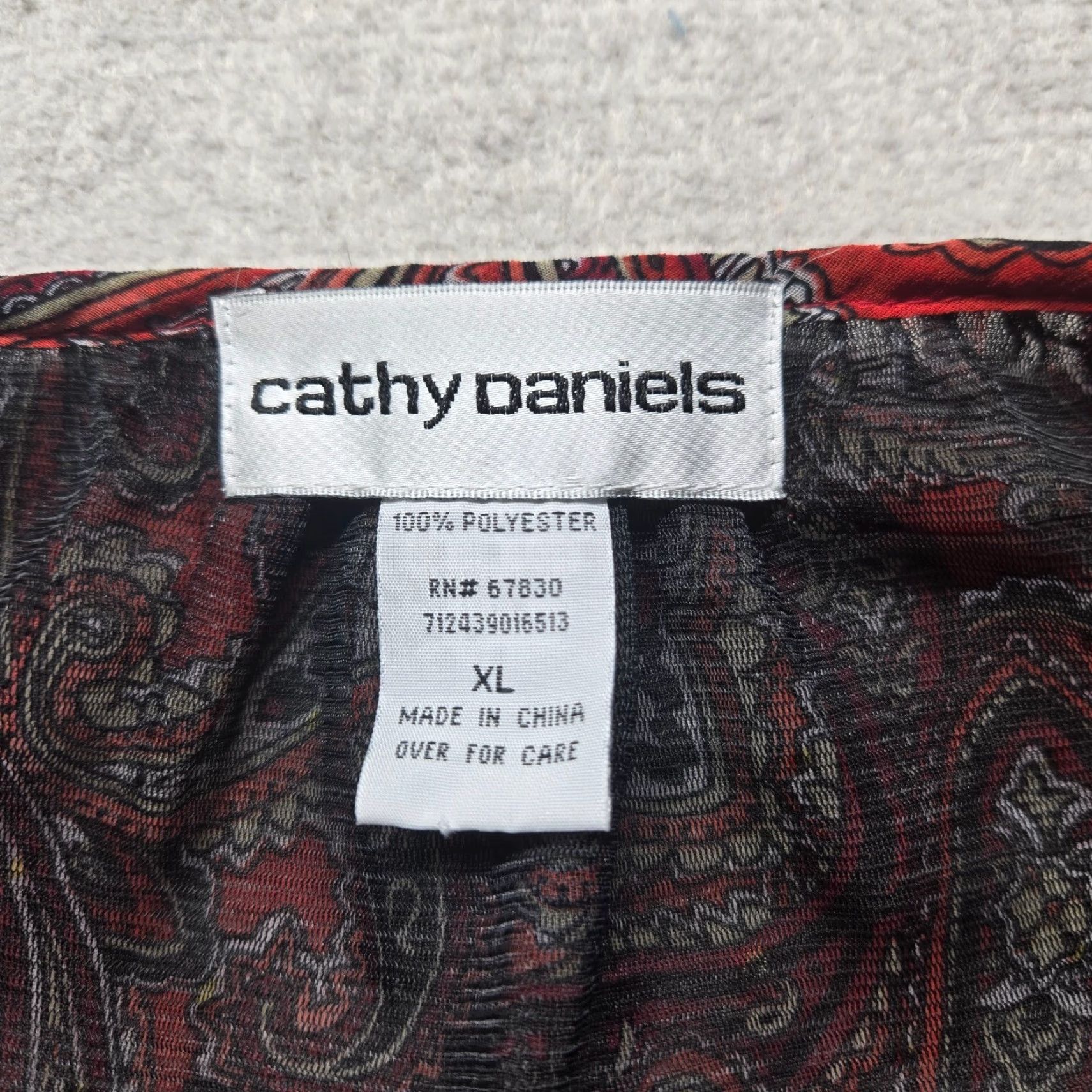 Vintage Cathy Daniels Shirt Womens XL Red Paisley 3/4 Sleeve Scoop Neck Blouse Top Adult Size XL / US 12-14 / IT 48-50 - 2 Thumbnail