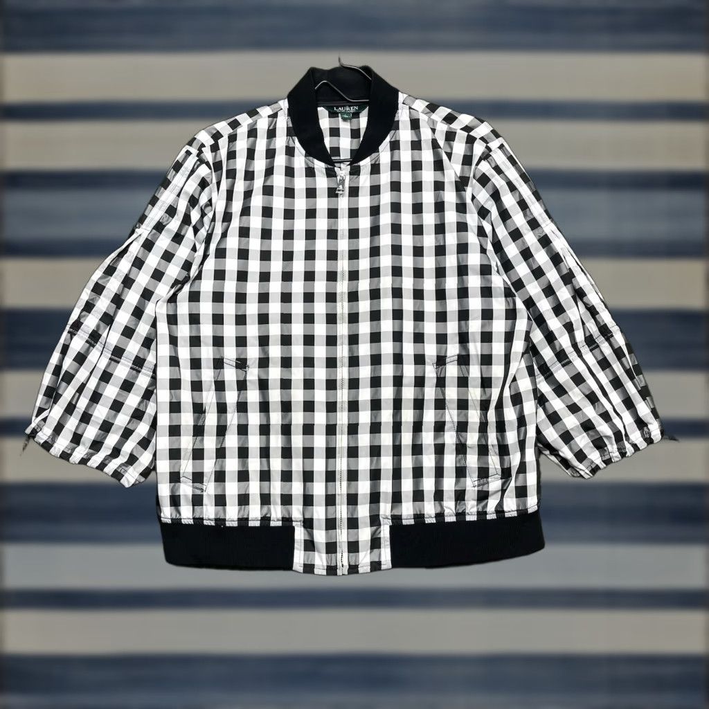 Ralph Lauren VINTAGE Lauren Ralph Lauren Jacket Womens Large Black Buffalo Check Rain Lightweight y2k Size L / US 10 / IT 46 - 1 Thumbnail