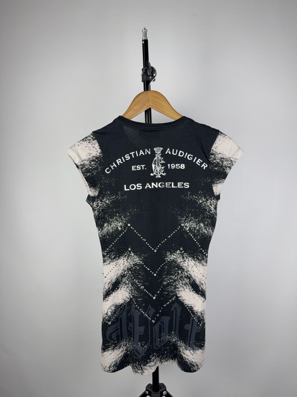 Christian Audigier Y2K 00s USA Christian Audigier Rhinestone Longline Tee Dress Size S / US 4 / IT 40 - 6 Thumbnail