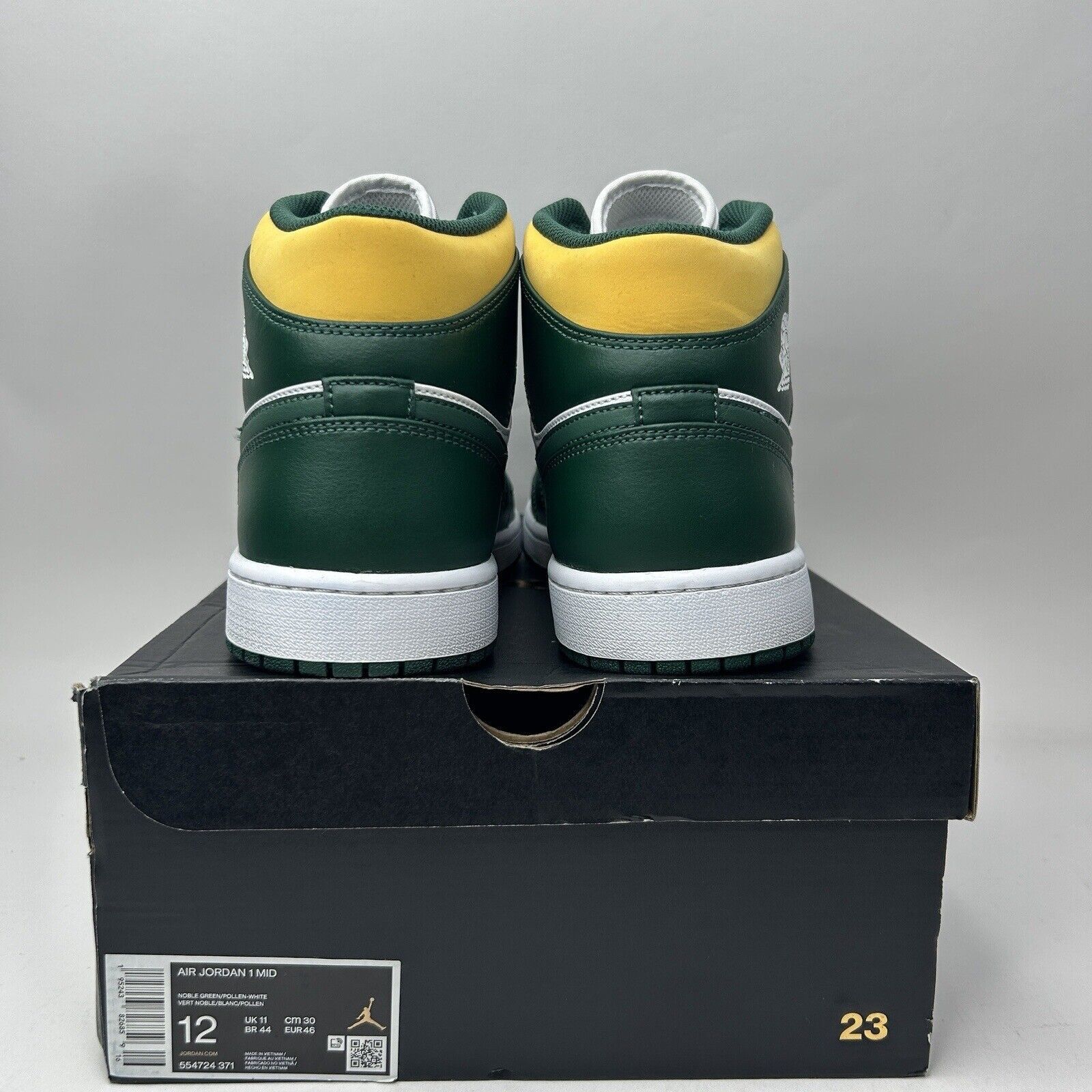 Jordan Brand Nike Air Jordan 1 Retro Mid “Sonics/Green Yellow White” Size US 12 / EU 45 - 5 Thumbnail