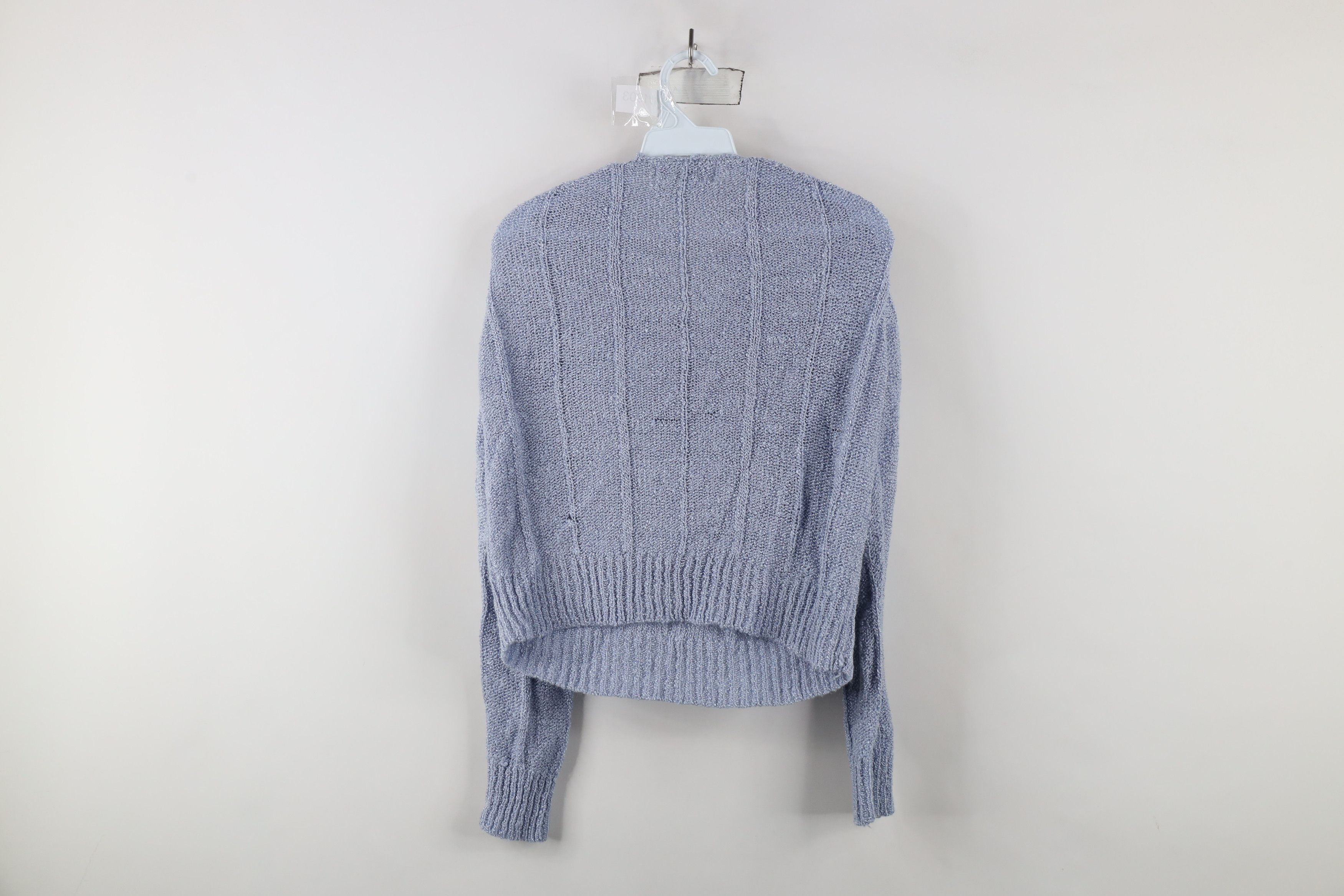 Vintage Vintage 90s Streetwear Distressed Knit V-Neck Sweater Blue Size L / US 10 / IT 46 - 10 Thumbnail