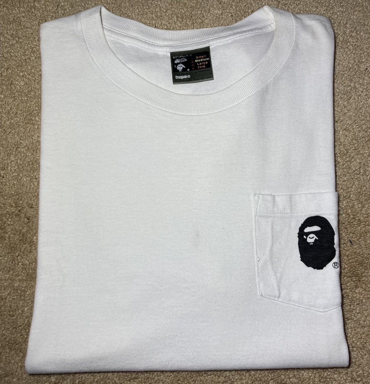 Bape 2004 Bape Pocket Tee White Logo Medium Ape Face OG Nigo 90s Size US M / EU 48-50 / 2 - 1 Thumbnail