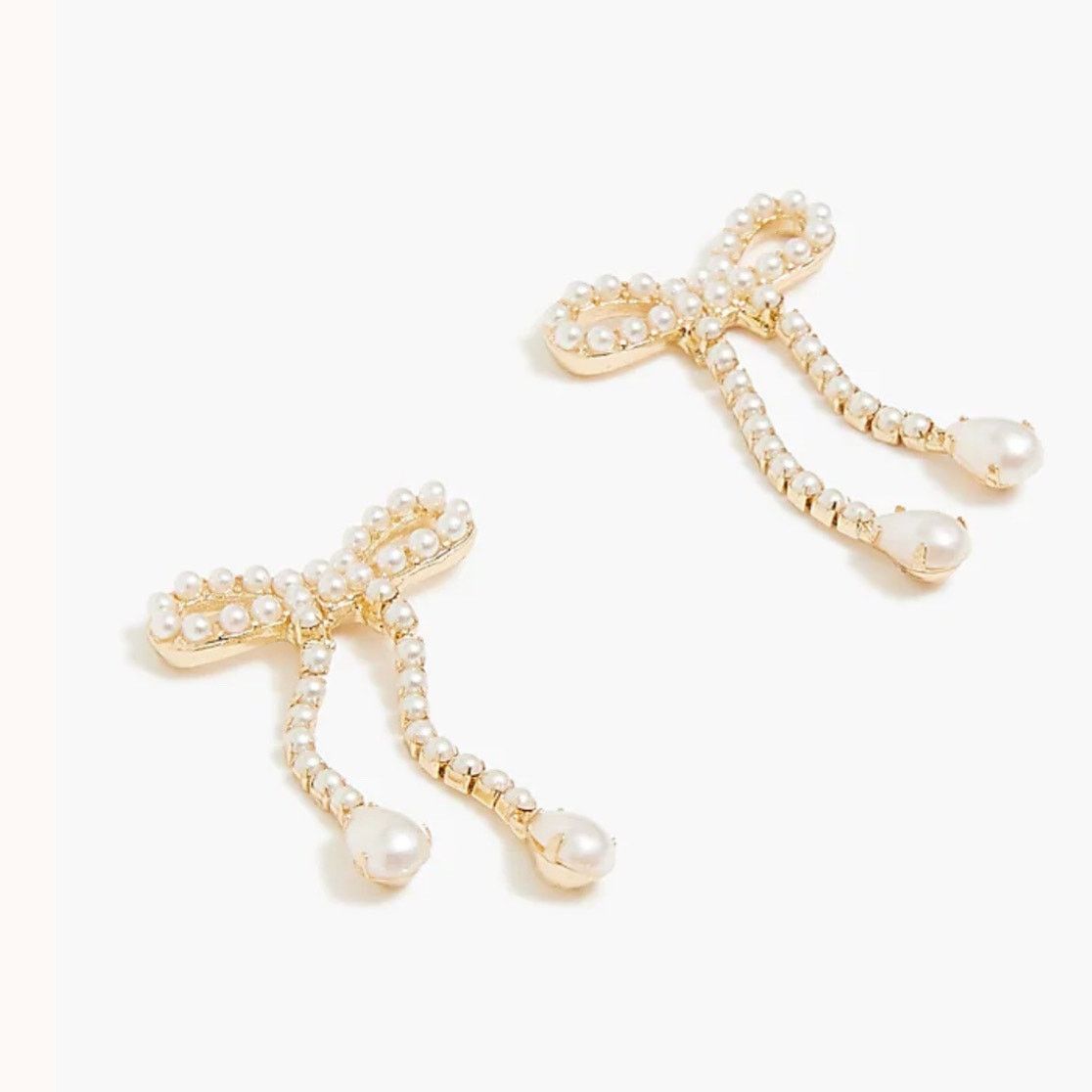 J.Crew NWT J.Crew Pearl Bow Earrings Gold Size ONE SIZE - 1 Thumbnail