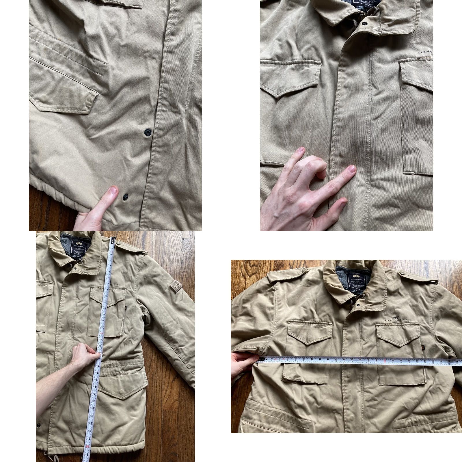 Alpha Industries Alpha Industries Jacket Mens Large Beige Military Jacket Field Coat Lined Heavy Cotton Canvas Pockets Zipper Logo Army USA Regular Size US L / EU 52-54 / 3 - 8 Thumbnail
