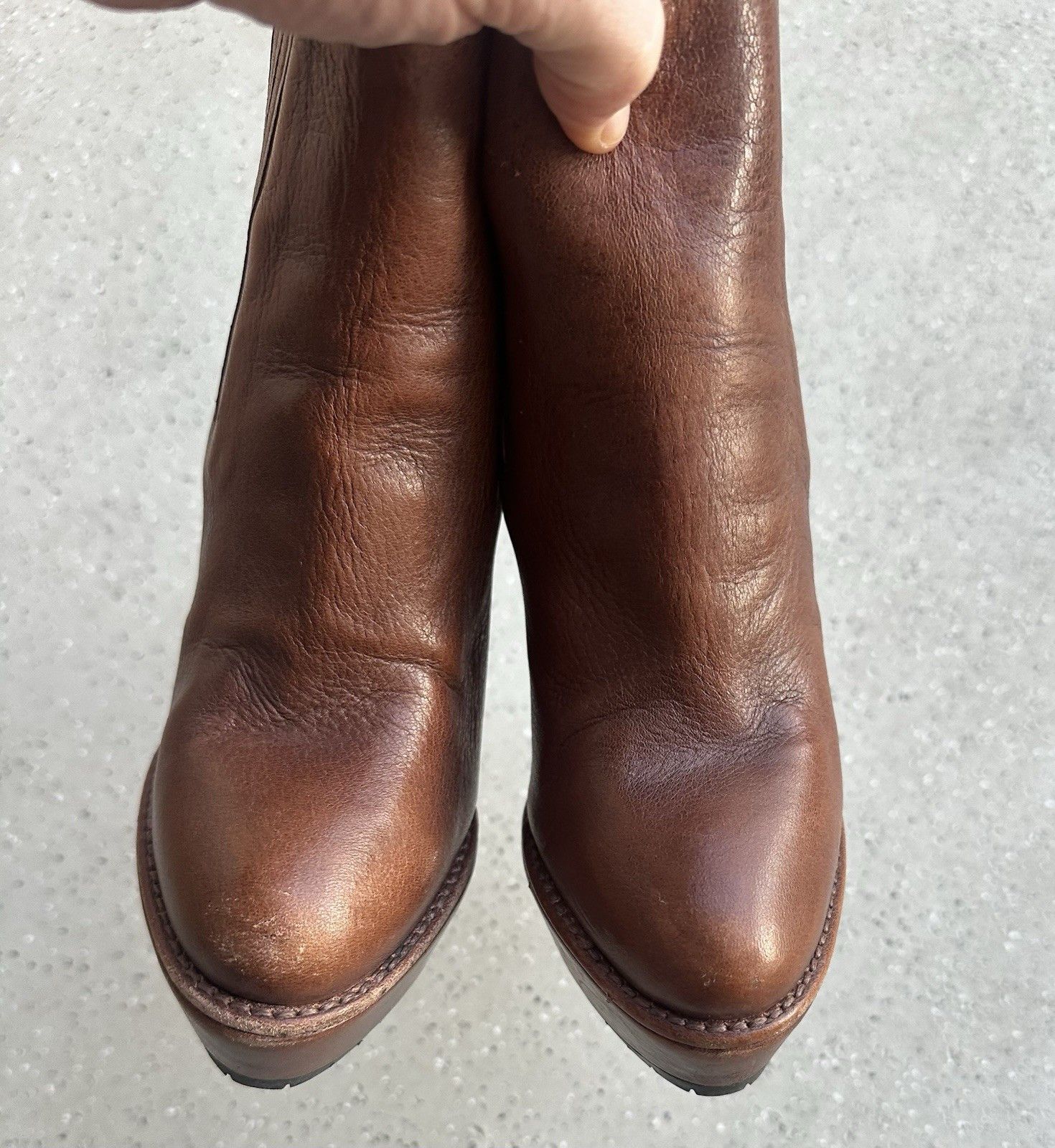 Prada DDP Prada Womens Brown Leather Platform Heel Boots Size 38,5 Size US 8.5 / IT 38.5 - 13 Thumbnail