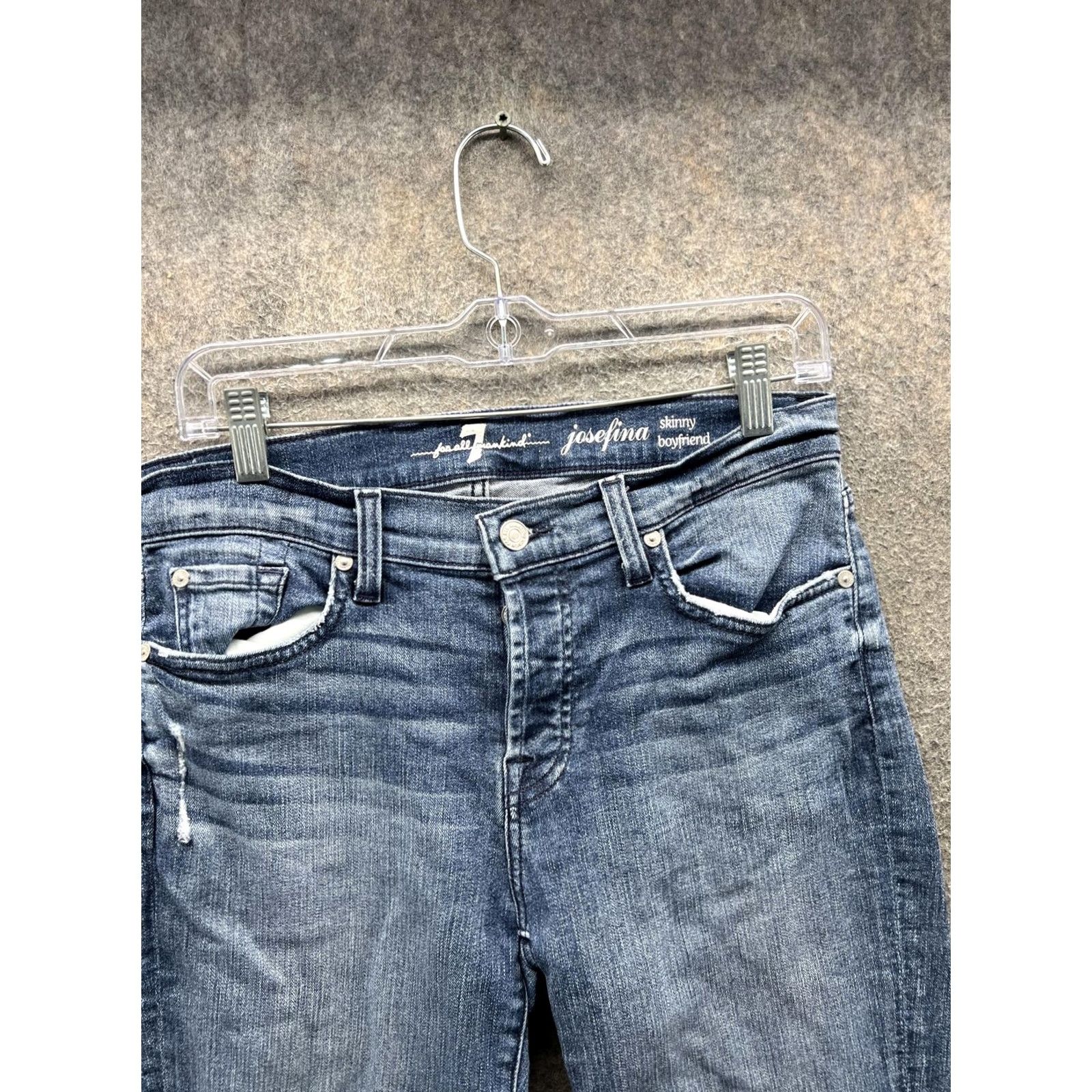 7 For All Mankind 7 For All Mankind Jeans Womens 28 Blue Josefina Distressed Boyfriend Denim Jeans Size 28" / US 6 / IT 42 - 6 Thumbnail