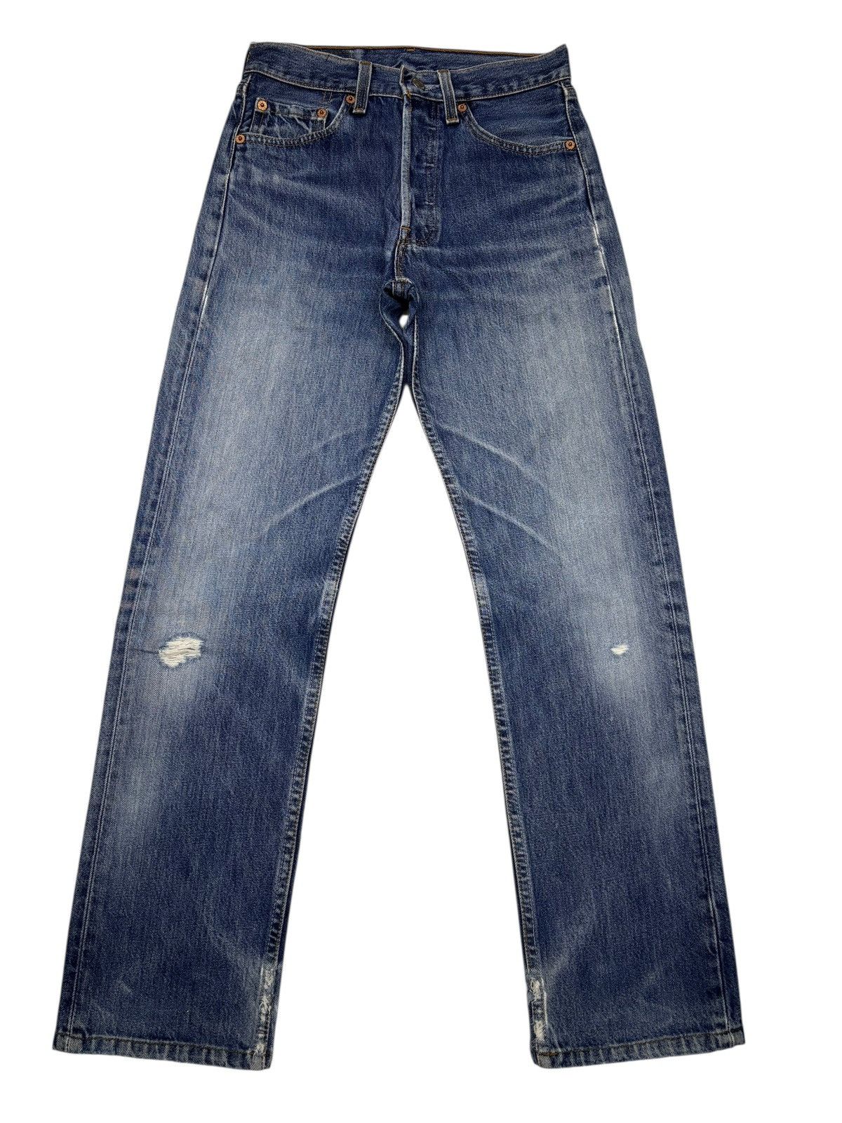 Levi's Vintage Levis 501 USA Blue Distressed Denim Jeans Size US 27 - 1 Thumbnail