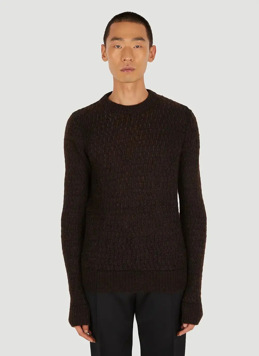 Bottega Veneta o1w1db11025 Wool Mohair Lace Effect Jumper Sweater in Brown Size US M / EU 48-50 / 2 - 1 Thumbnail