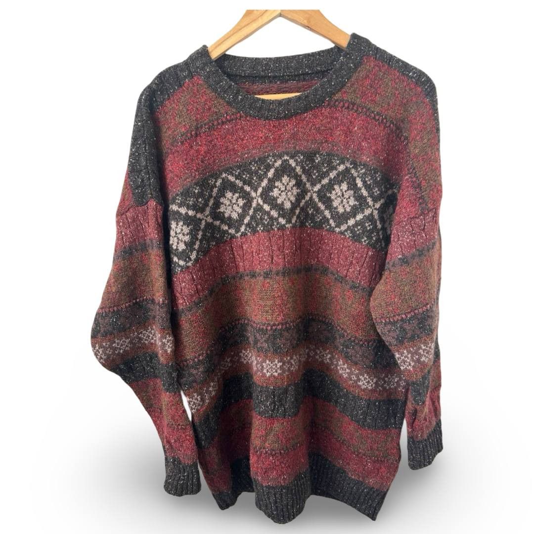 Handmade Vtg coloured knitted sweater #820 Size US L / EU 52-54 / 3 - 1 Preview