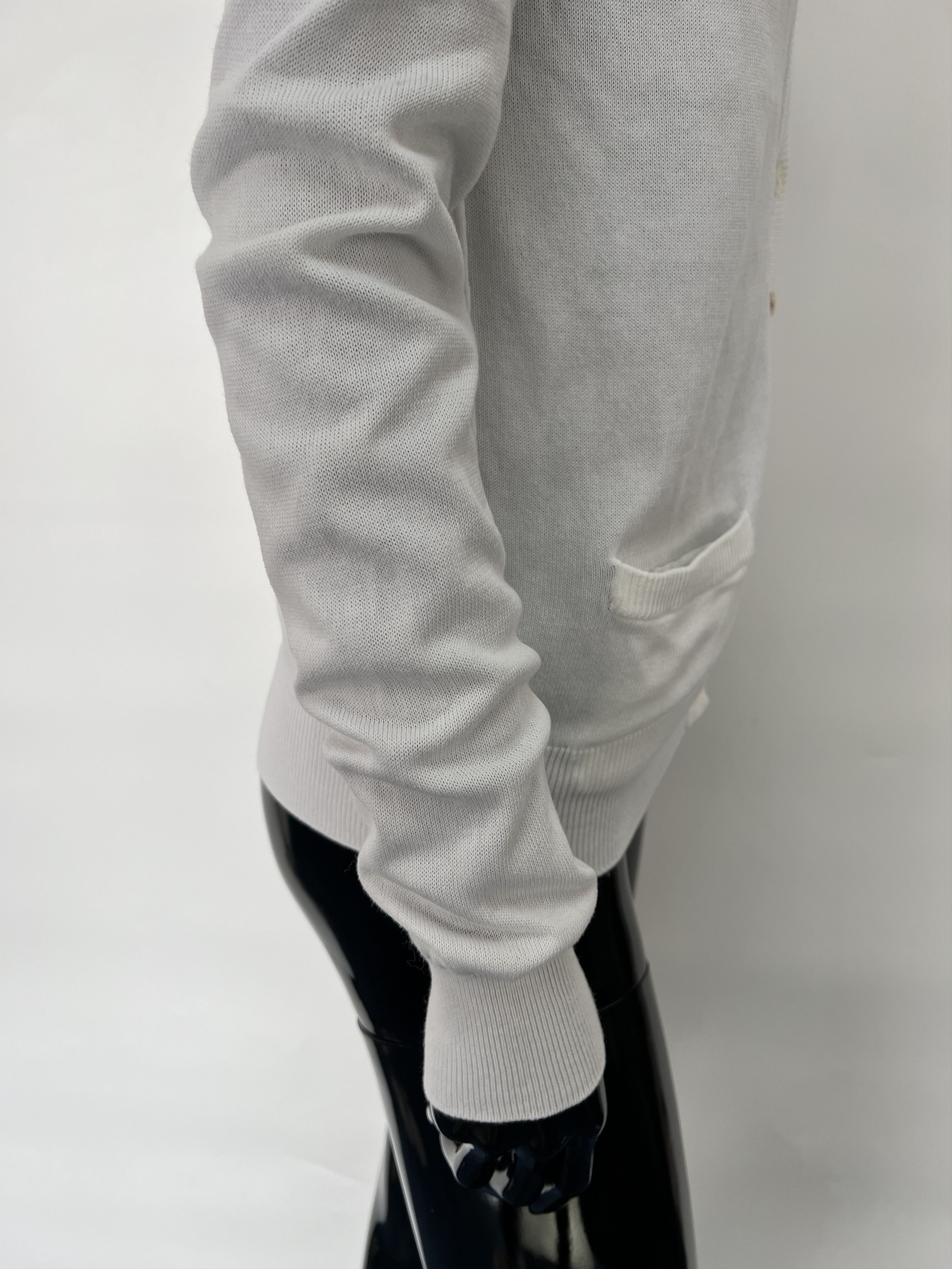 Dolce & Gabbana Dolce & Gabbana White Cotton Long Sleeve V-Neck Cardigan Size M / US 6-8 / IT 42-44 - 9 Thumbnail