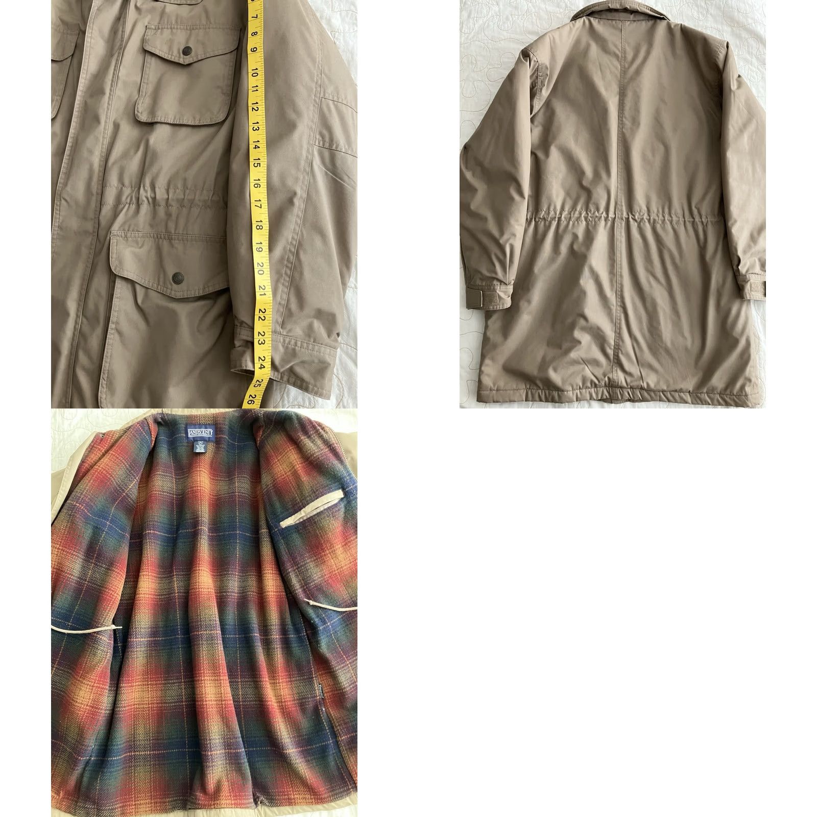 Lands' End VINTAGE Lands' End Parka Jacket Chore Thinsulate Long Beige Plaid Wool Lined M Men Size US M / EU 48-50 / 2 - 8 Thumbnail