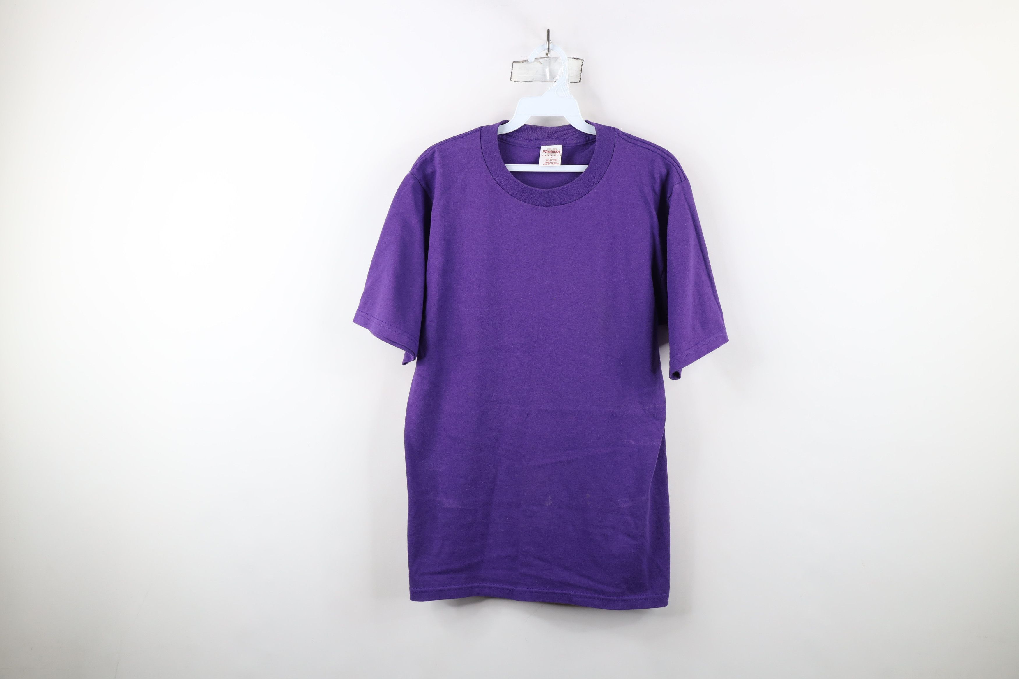 Vintage Vintage 90s Streetwear Blank T-Shirt Purple Cotton USA Size US S / EU 44-46 / 1 - 1 Thumbnail