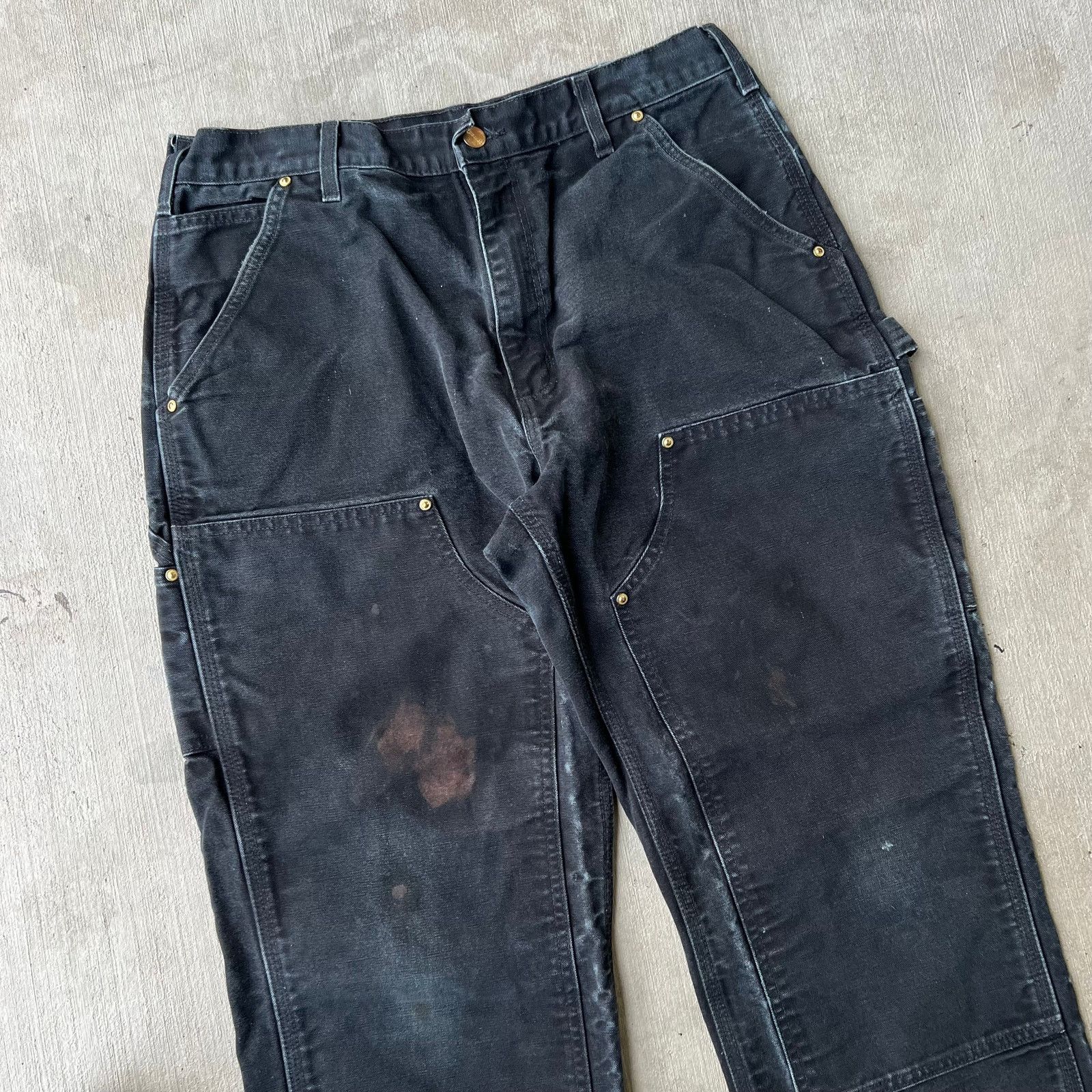 Carhartt × Vintage Carhartt faded black double knee work wear carpenter pants Size US 31 - 2 Thumbnail
