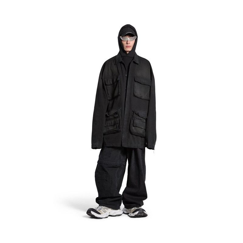 Balenciaga o1mt1gz0226 BB Corp Cargo Shirt Large Fit In Black Size US L / EU 52-54 / 3 - 2 Thumbnail