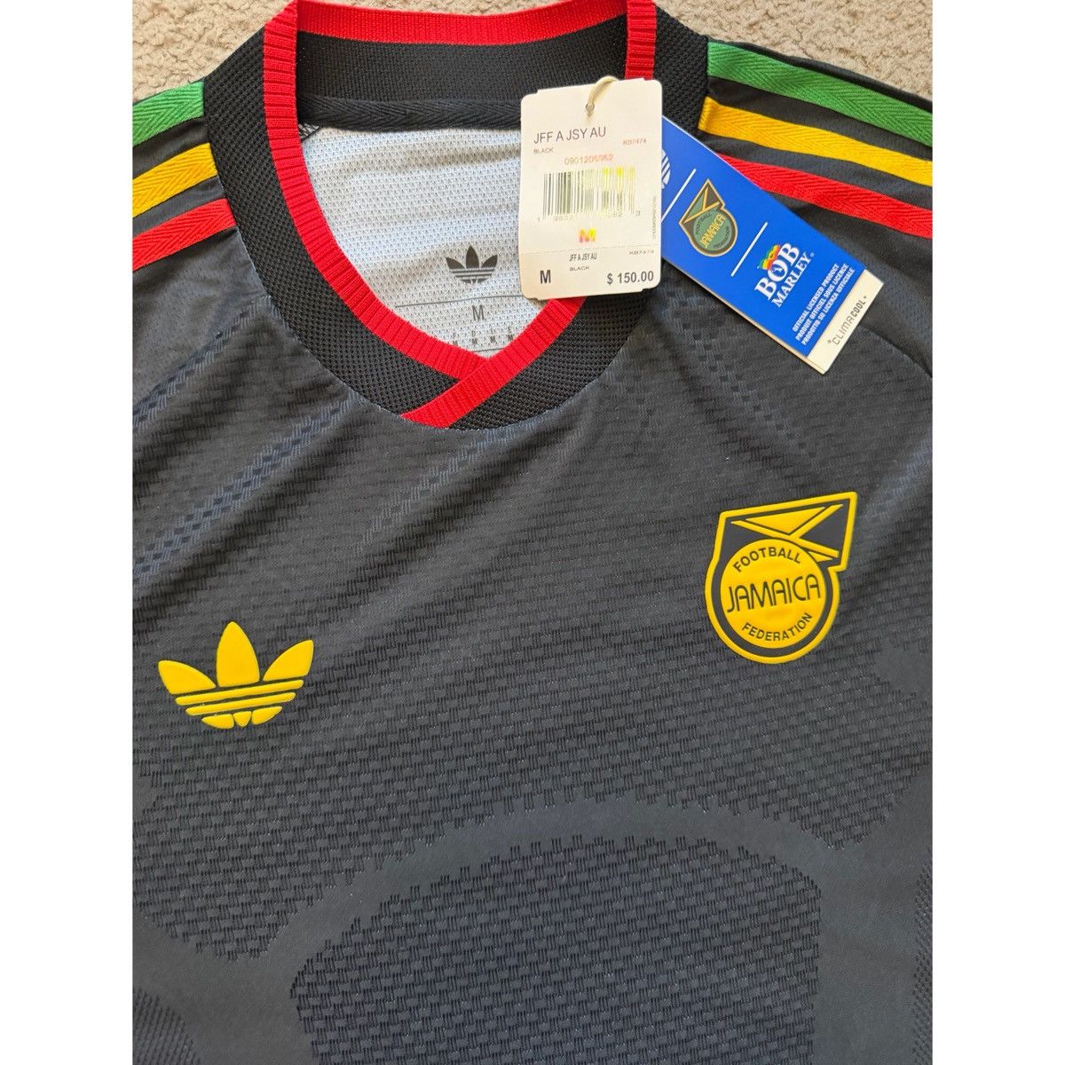 Adidas JAMAICA 26 X BOB MARLEY AWAY AUTHENTIC JERSEY Size US M / EU 48-50 / 2 - 25 Thumbnail