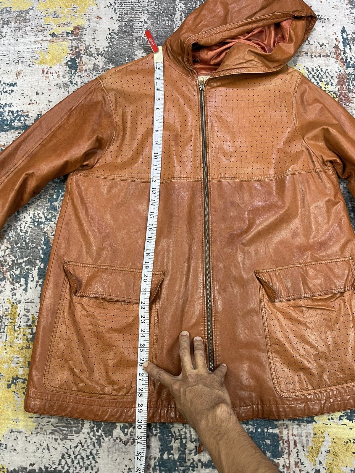 Genuine Leather Vtg Soft Cowhide Hooded Mantel Jackets Size US L / EU 52-54 / 3 - 8 Thumbnail
