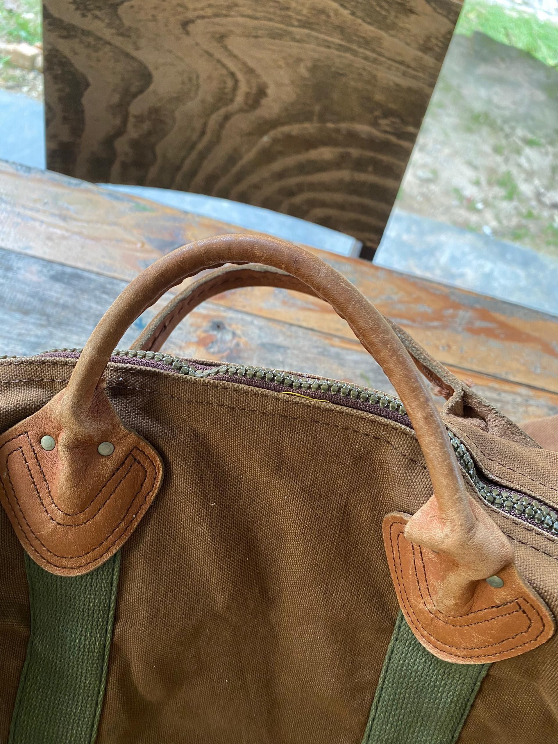 L.L. Bean 🔥1970s L.L.BEAN Zipper Duffel Bag V Dark Brown Size ONE SIZE - 13 Thumbnail