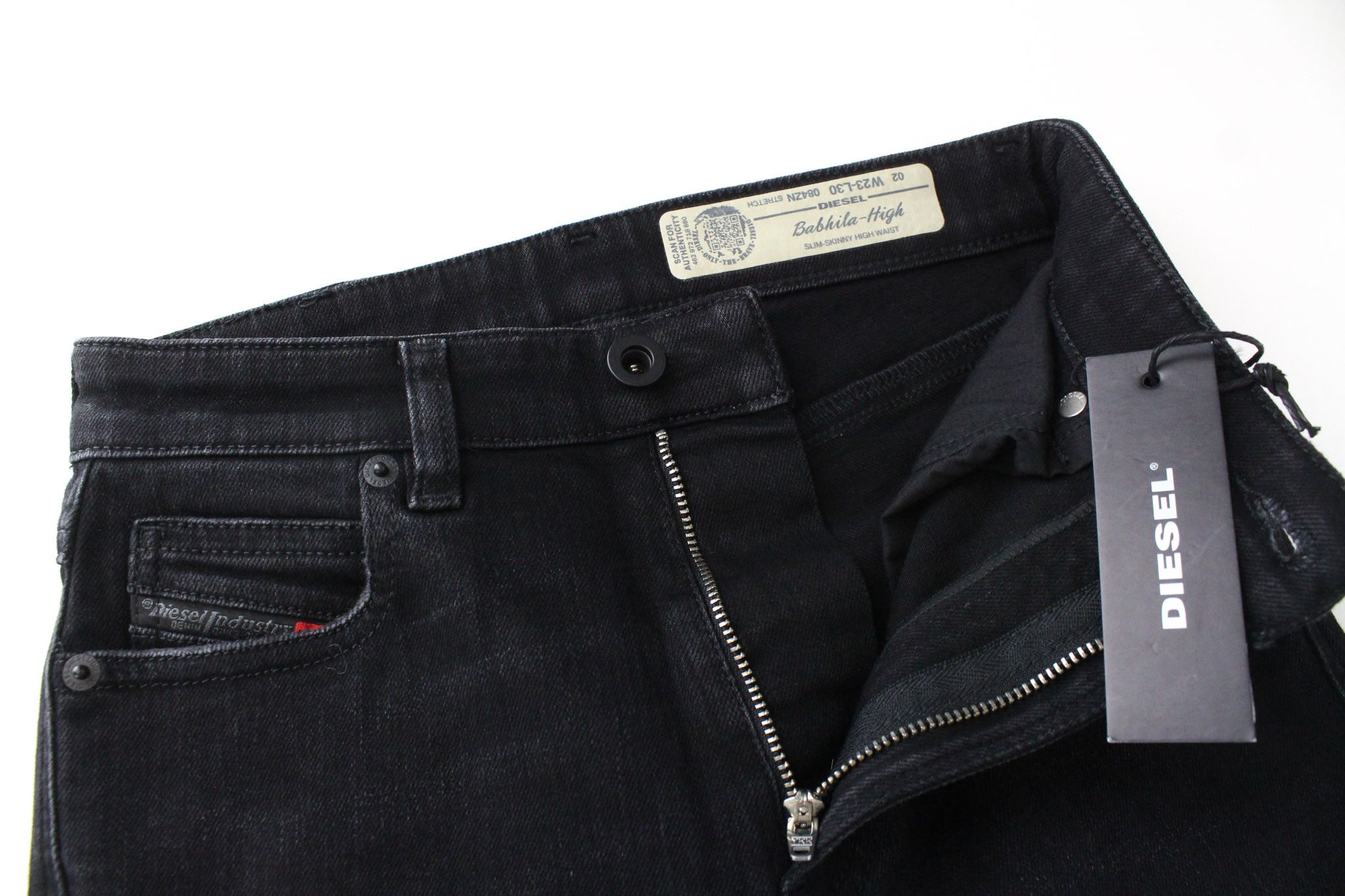 Diesel BABHILA-HIGH 084ZN W32/L30 Black Stretch Jeans 70231 Size 32" / US 10 / IT 46 - 3 Thumbnail