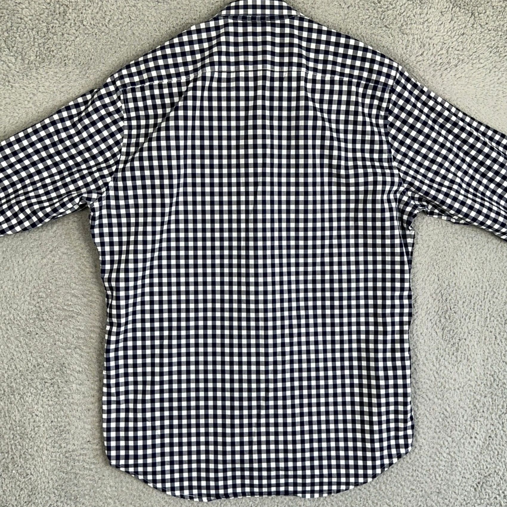 Theory Theory Shirt Mens Large Navy White Button Up Gingham Check Casual Long Sleeve Size US L / EU 52-54 / 3 - 3 Thumbnail