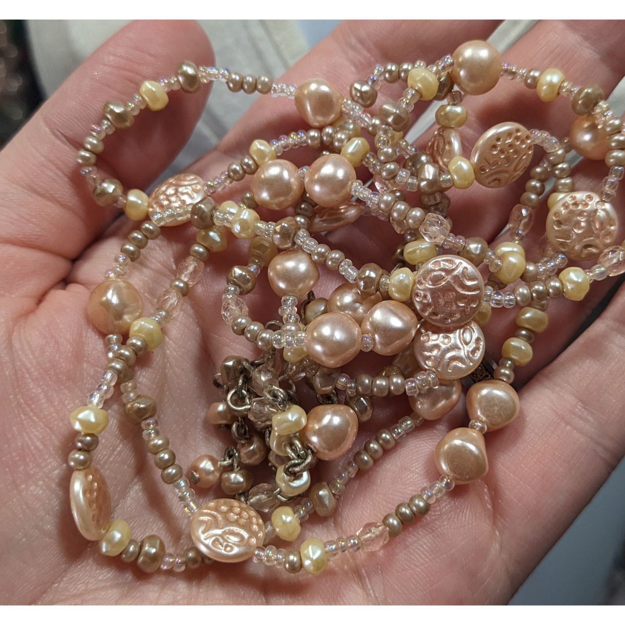 Other Elegant Faux Pearl Beaded Cream Wrap Necklace Size ONE SIZE - 4 Thumbnail