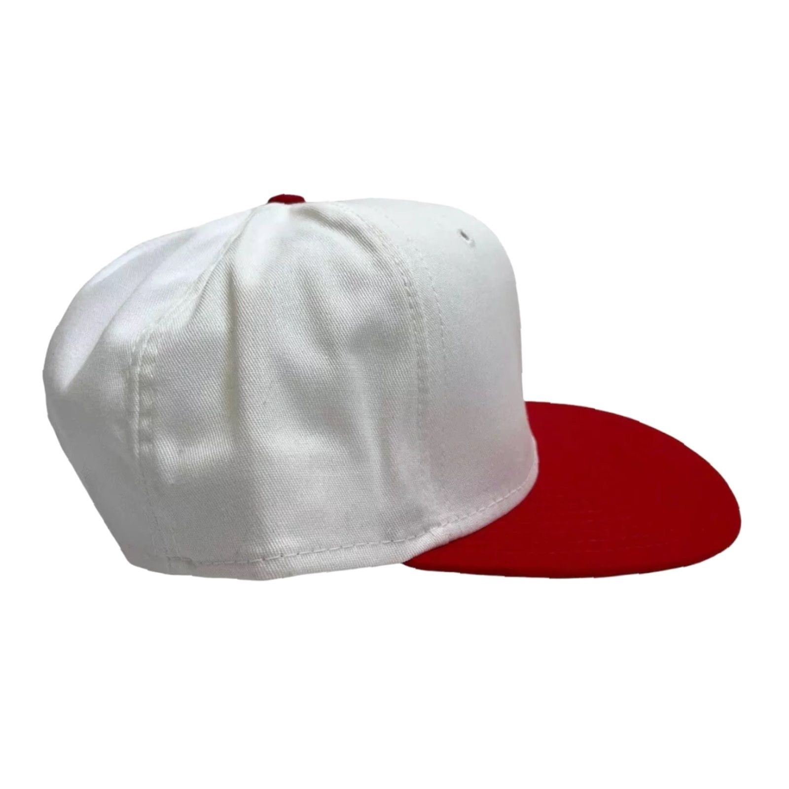 Vintage VINTAGE DeLong Canvas Snapback Hat Cap Adult M/L White Crown & Snap Red Bill Grey Underbill 90s Made in USA Deadstock NWOT Adjustable Mens Boys Size ONE SIZE - 3 Thumbnail