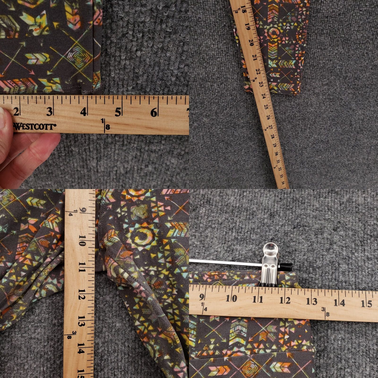 Vintage LuLaRoe Leggings Womens One Size Gray Crop Mid-Rise Geometric Pull-On Casual Geometric Print Adult Womens Size 42" / US 20 - 8 Thumbnail