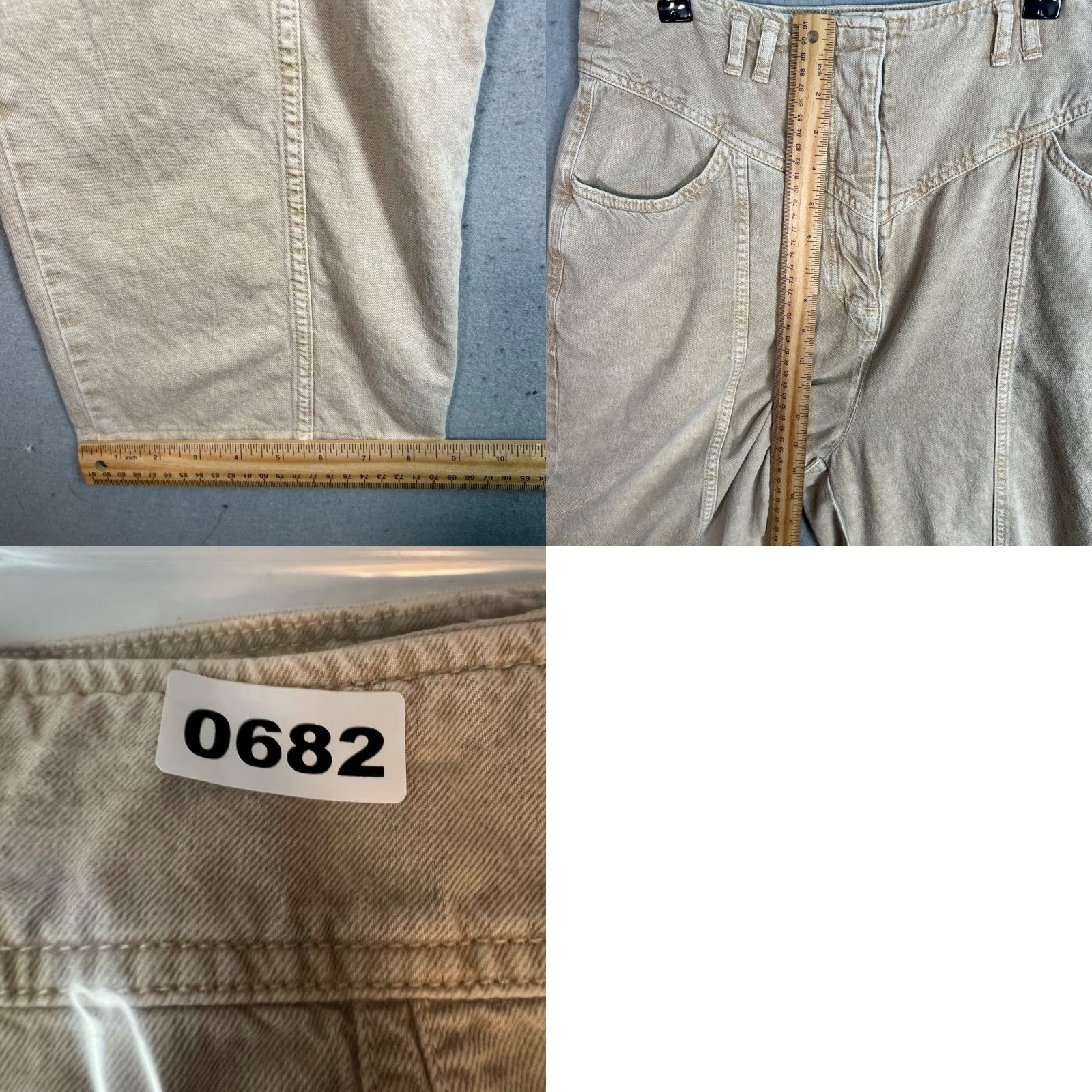 ba&sh Ba&Sh Womens High-Waisted Tapered Pants Size 2 Beige Cotton Linen Blend Size 26" / US 2 / IT 38 - 8 Thumbnail