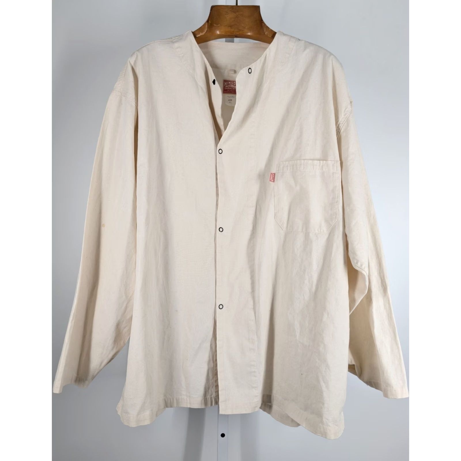 Vintage VINTAGE Hinson Workwear Shirt Mens L Natural Cotton Canvas Collarless Snap Regular Canvas Workwear 70s 80s 90s Japanese Reproduction Mens L Size US L / EU 52-54 / 3 - 2 Thumbnail