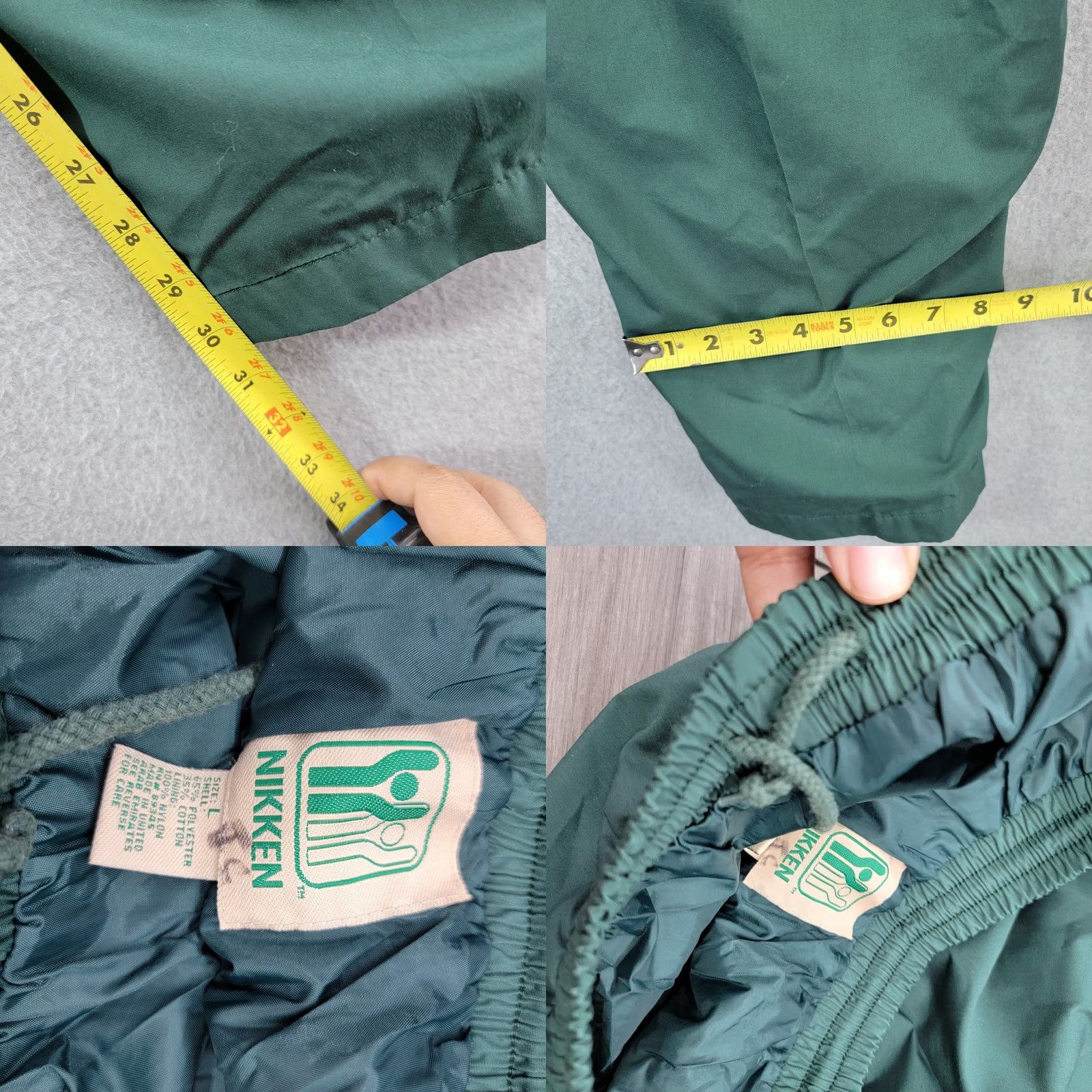 Logo 7 Vintage Nikken pants Mens Large Polyester Cotton Green Logo Track windbreaker Size US 33 - 9 Thumbnail