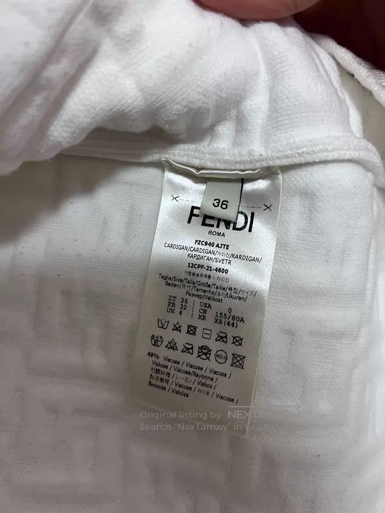 Fendi Fendi White embossed full logo knit jacket Size XXS / US 00 / IT 34 - 3 Thumbnail