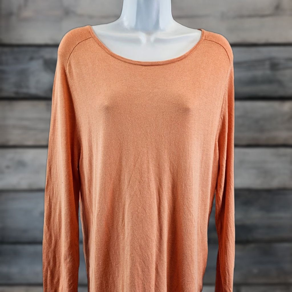 Soft Surroundings Soft Surroundings Womens Go Lively Button Back Sweater Large Orange Pullover Knit Long Sleeve Round Neck Button Size L / US 10 / IT 46 - 1 Thumbnail